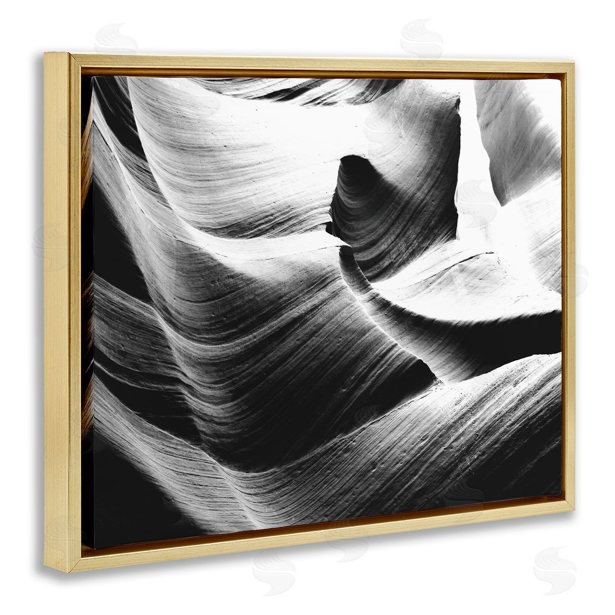 Stupell Studio Abstract Canyon Edge Smooth Rock Gold Floater Frame Canvas Art