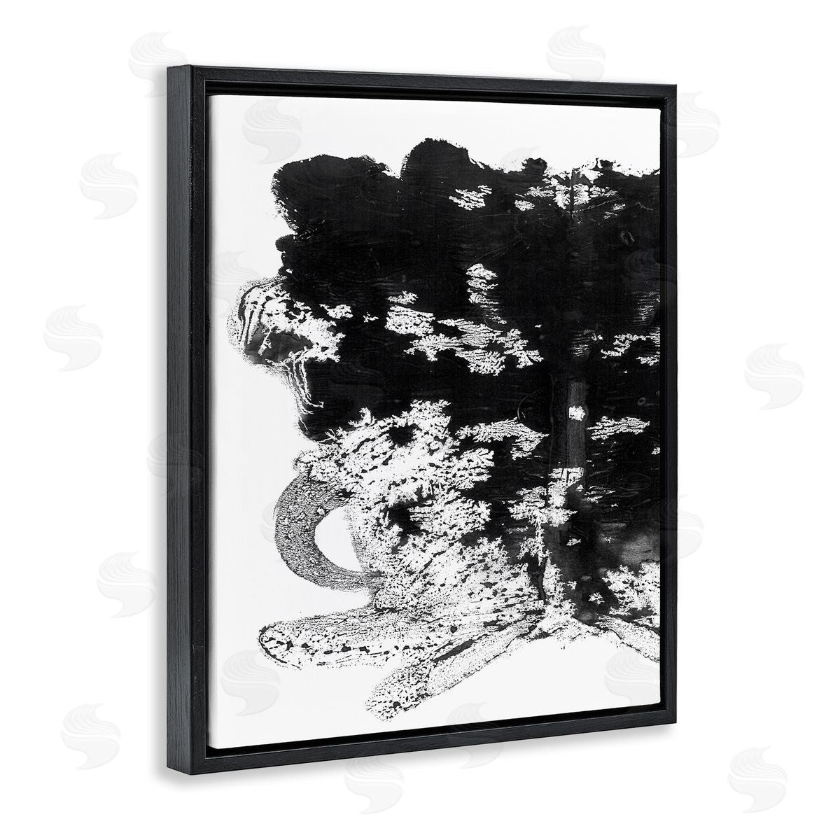 Stupell Studio Abstract Textures Crystal Shapes Black Floater Frame Canvas Art