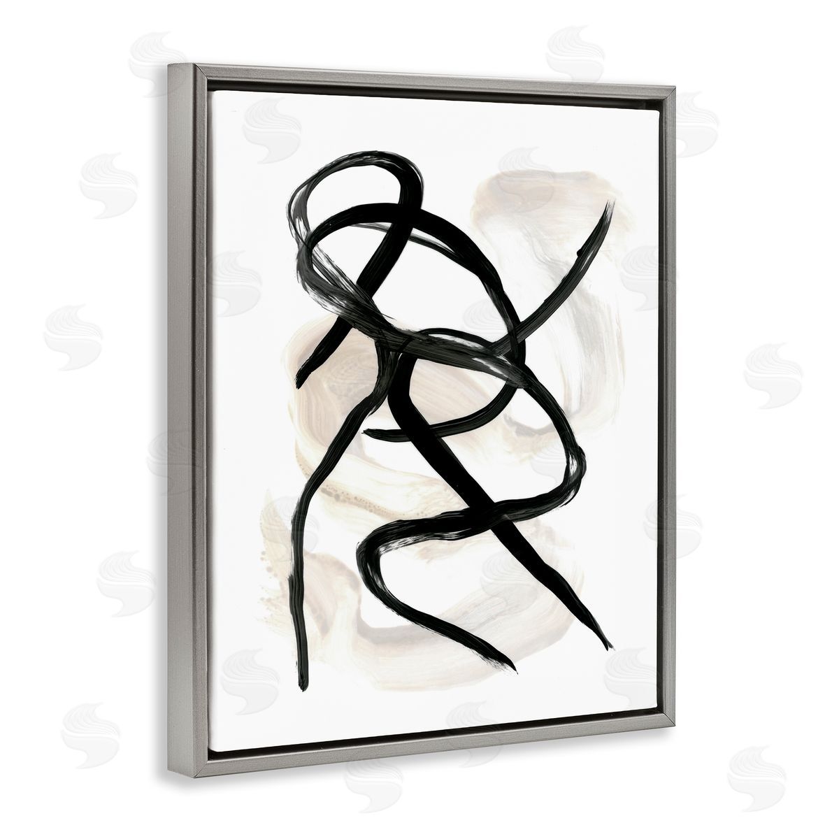 Stupell Studio Abstract Paint Strokes Black Brown Gray Floater Frame Canvas Art