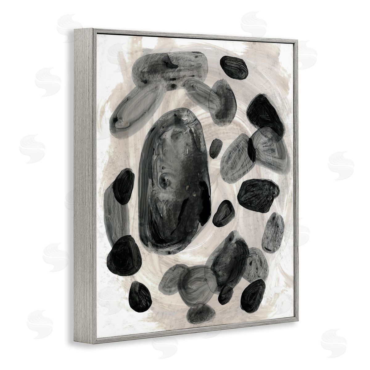 Stupell Studio Shades of Grey Abstract Organic Shapes Gray Framed Giclee Wall Art