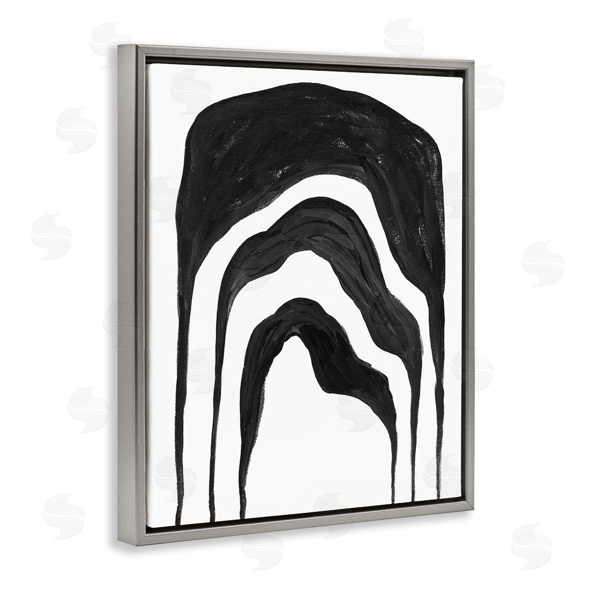 Stupell Studio Abstract Black Arches Smoke Shape Gray Floater Frame Canvas Art