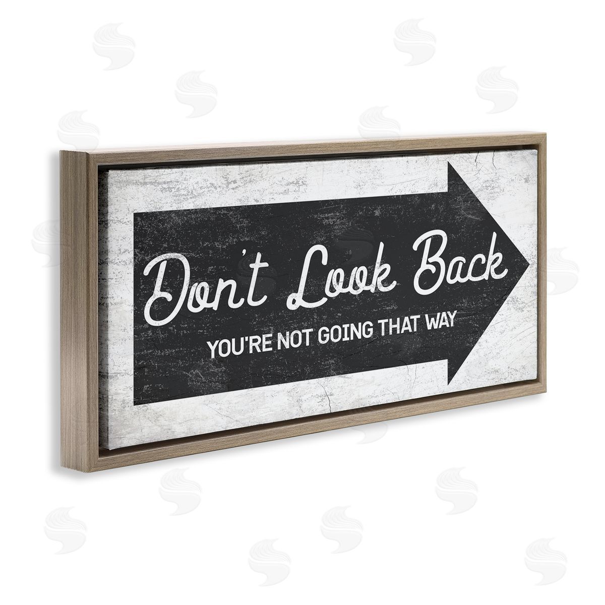 Stupell Studio Don't Look Back Forward Facing Arrow Brown Floater Frame Canvas Art
