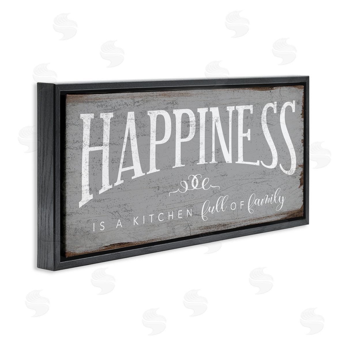 Happiness is A Full Kitchen Phrase Black Floating Frame Canvas Wall Art, Home Decor by Stupell Studio