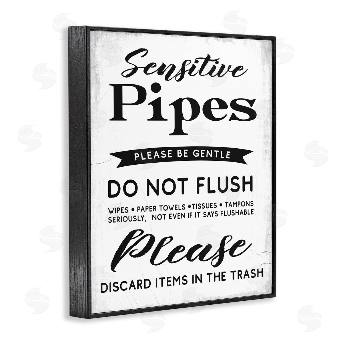 Stupell Studio Sensitive Pipes Sign Flushing Restrictions Black Framed Giclee Wall Art