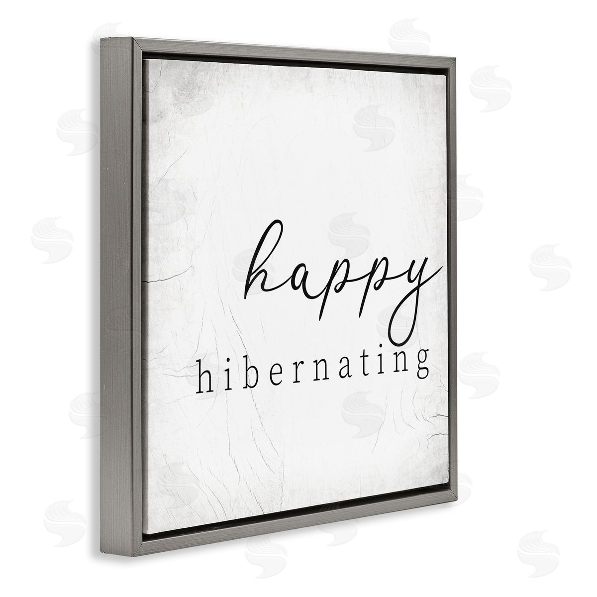 Happy Hibernating Rustic Winter Grey Floating Frame Canvas Wall Art, Home Decor by Stupell Studio