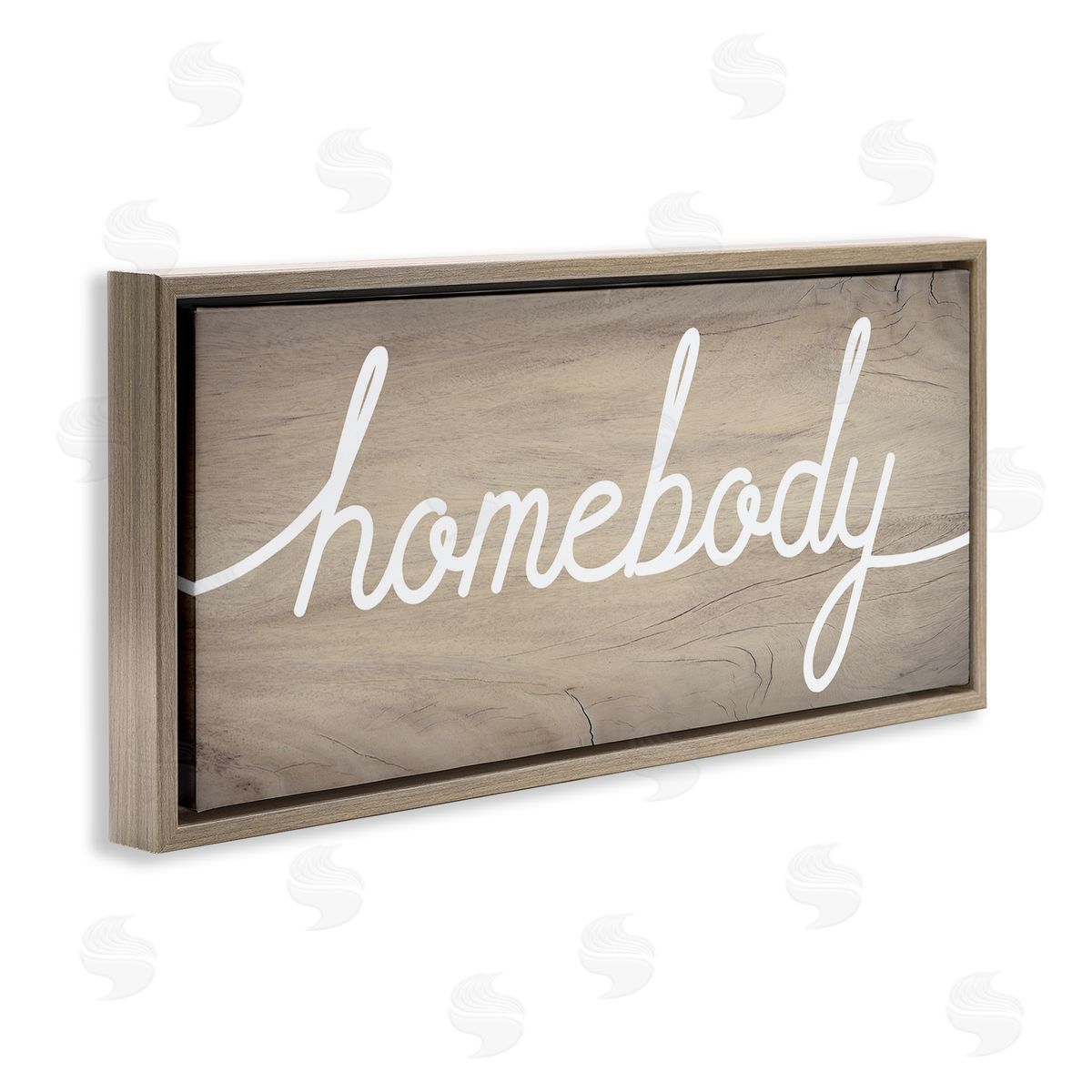 Stupell Studio Charming Homebody Cursive Text Brown Floater Frame Canvas Art