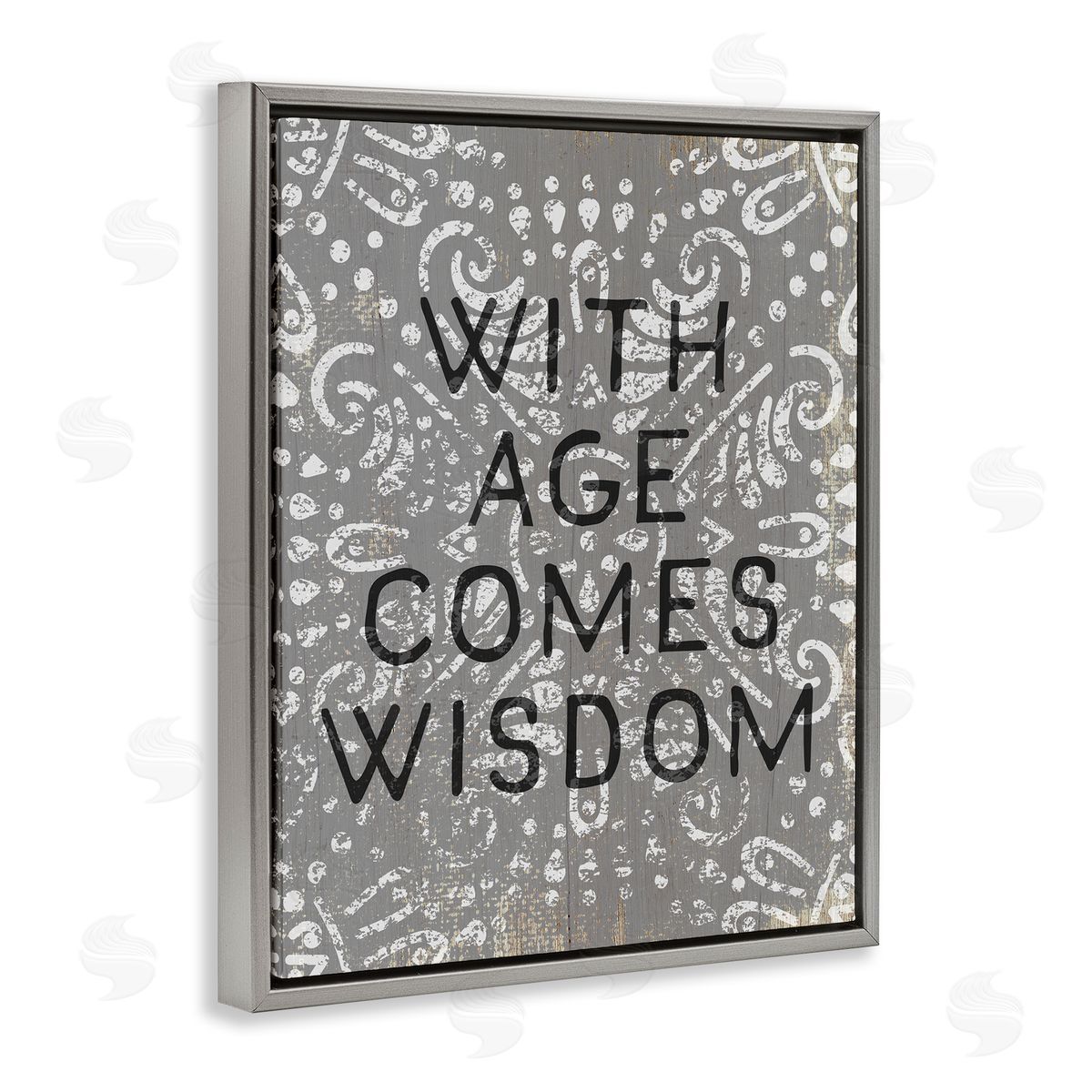 Stupell Studio With Age Comes Wisdom Boho Gray Floater Frame Canvas Art