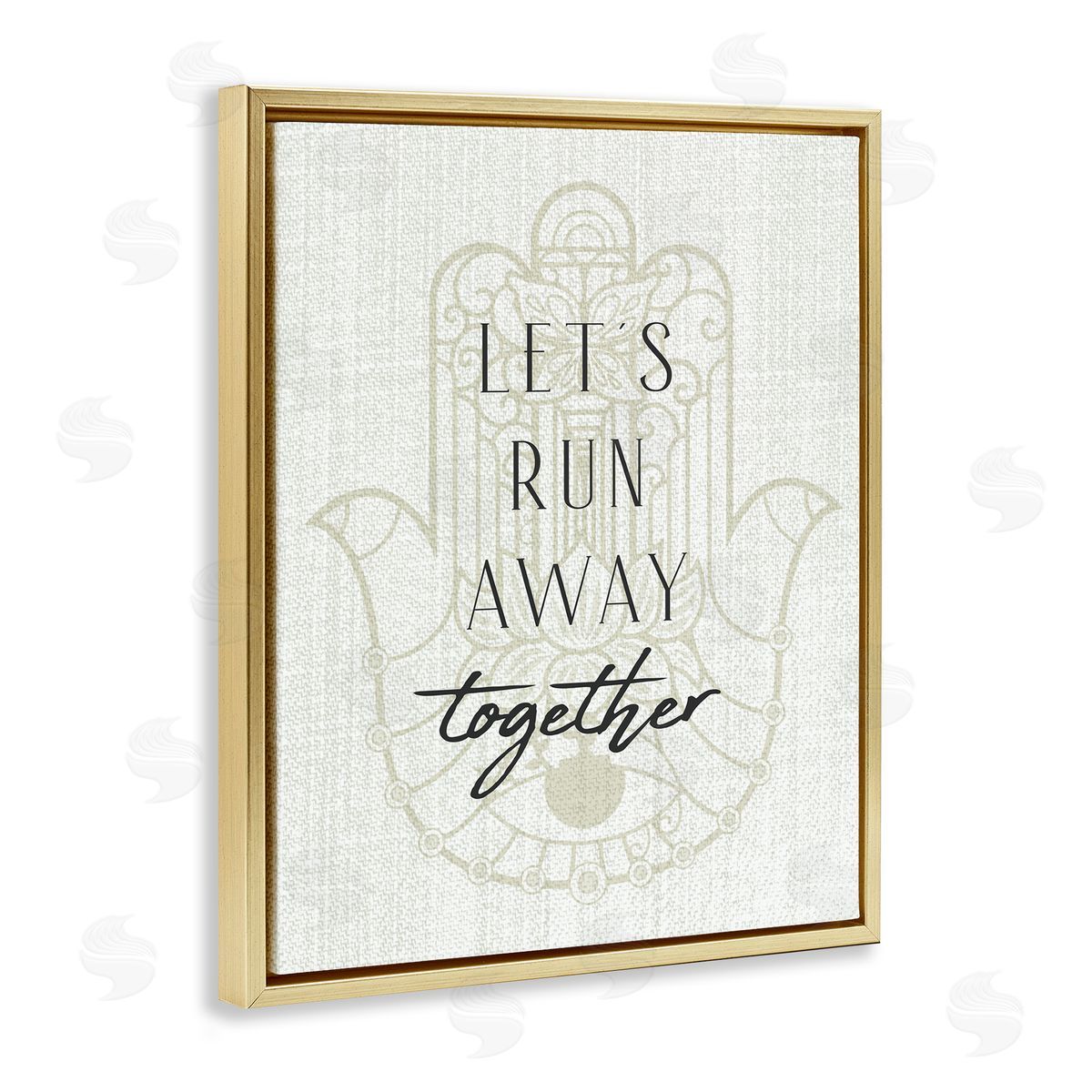 Stupell Studio Runaway Together Moroccan Khmissa Pattern Gold Floater Frame Canvas Art