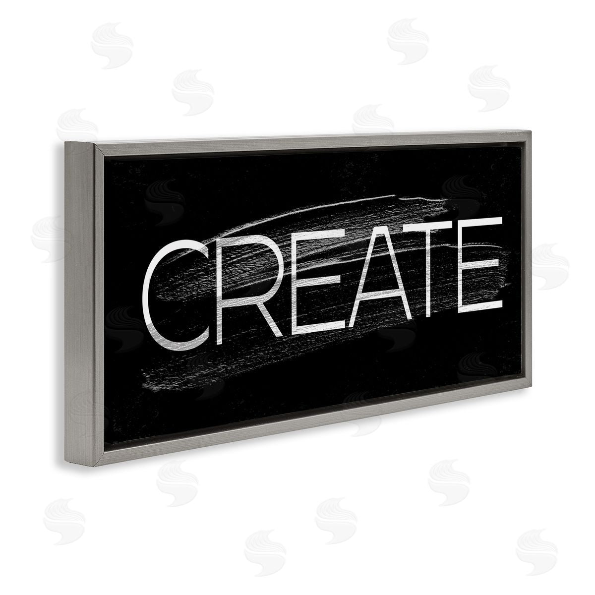 Stupell Studio Create Text Paint Stroke Gray Floater Frame Canvas Art