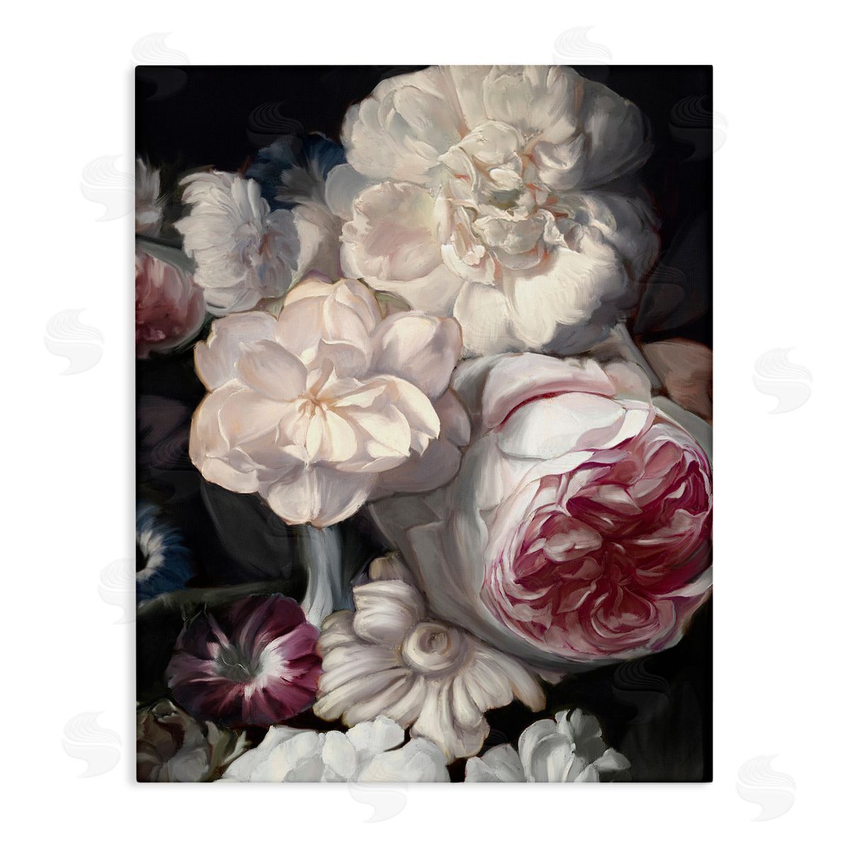 Ziwei Li Blushing Petals Enchanting Pink White Flowers Canvas Wall Art