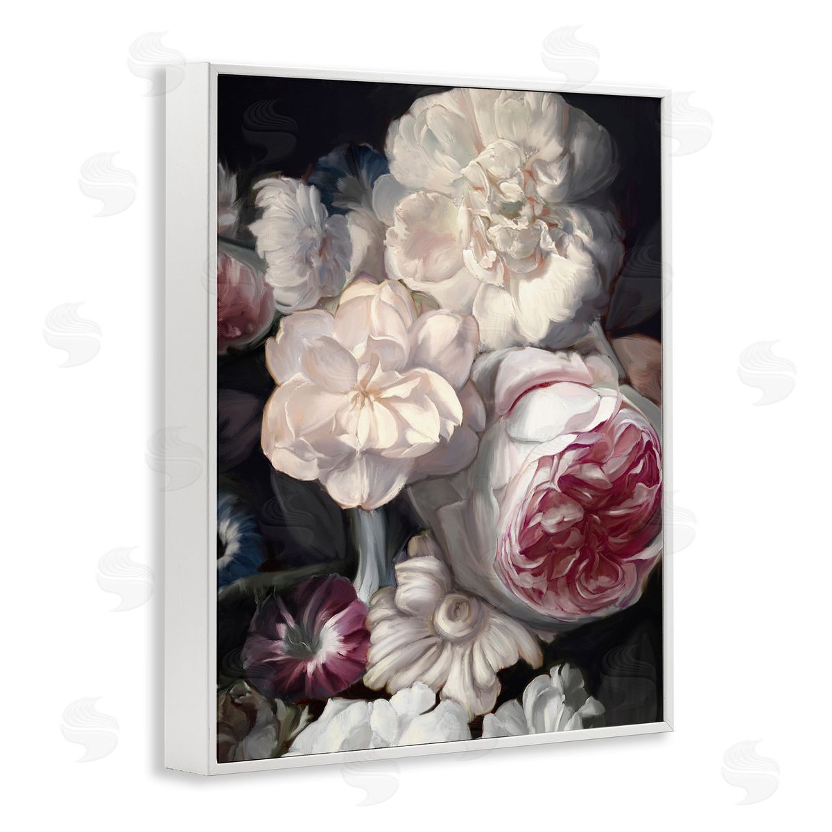 Ziwei Li Blushing Petals Enchanting Pink White Flowers White Framed Giclee Wall Art