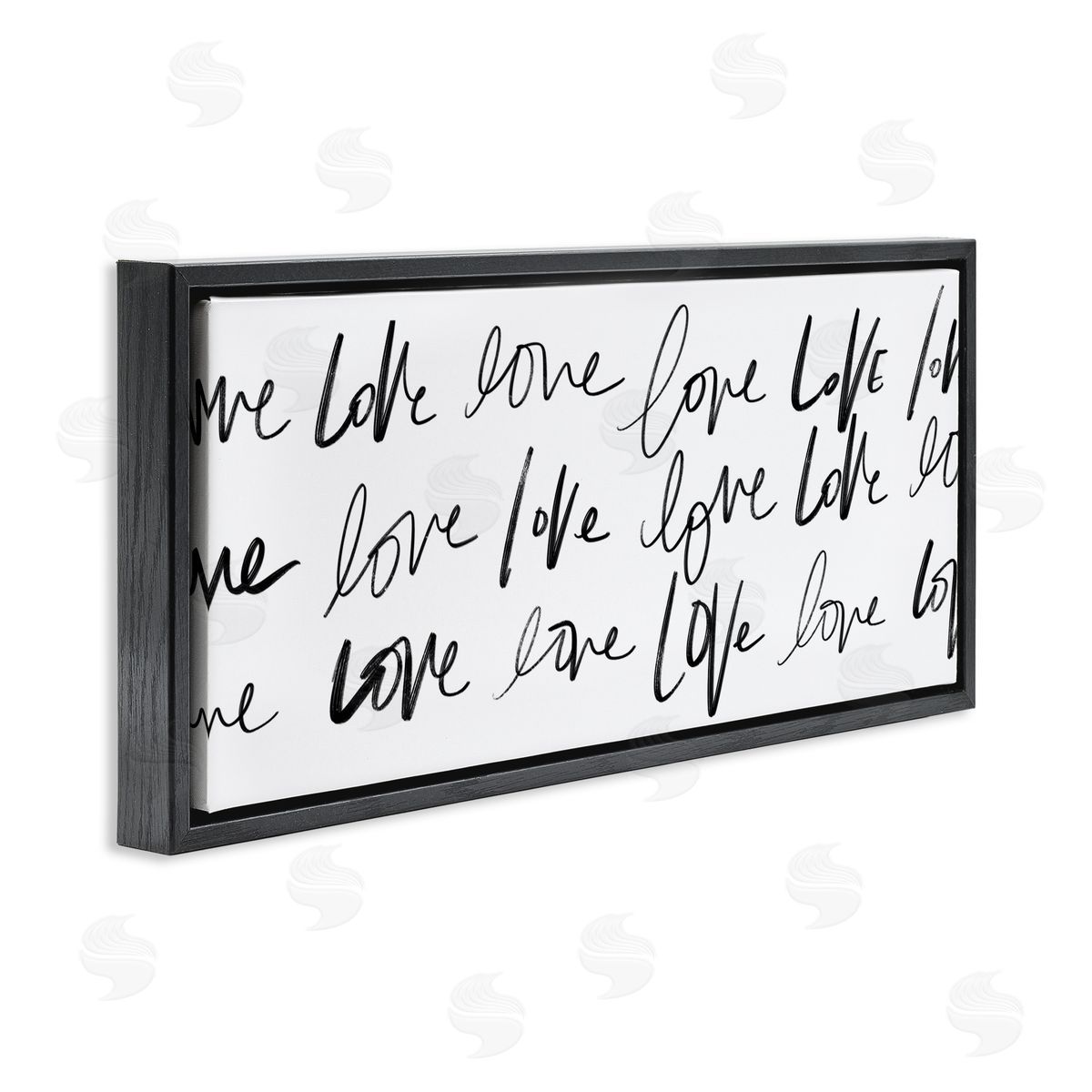 SD Graphics Studio Love You Repeated Text Minimal Script Black Floater Frame Canvas Art
