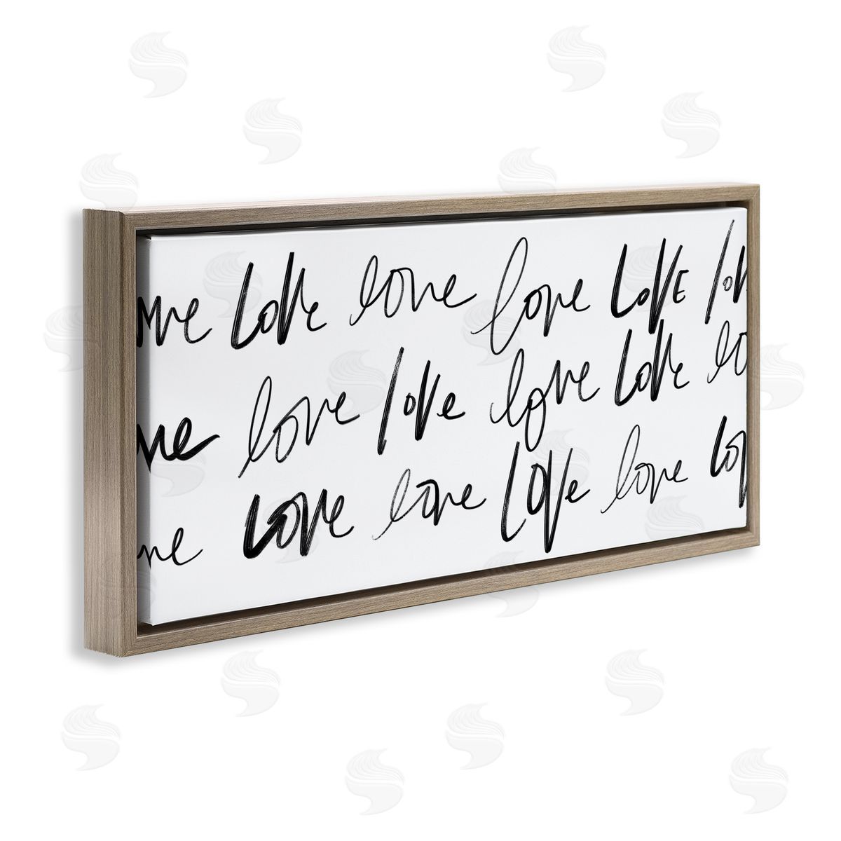 SD Graphics Studio Love You Repeated Text Minimal Script Brown Floater Frame Canvas Art