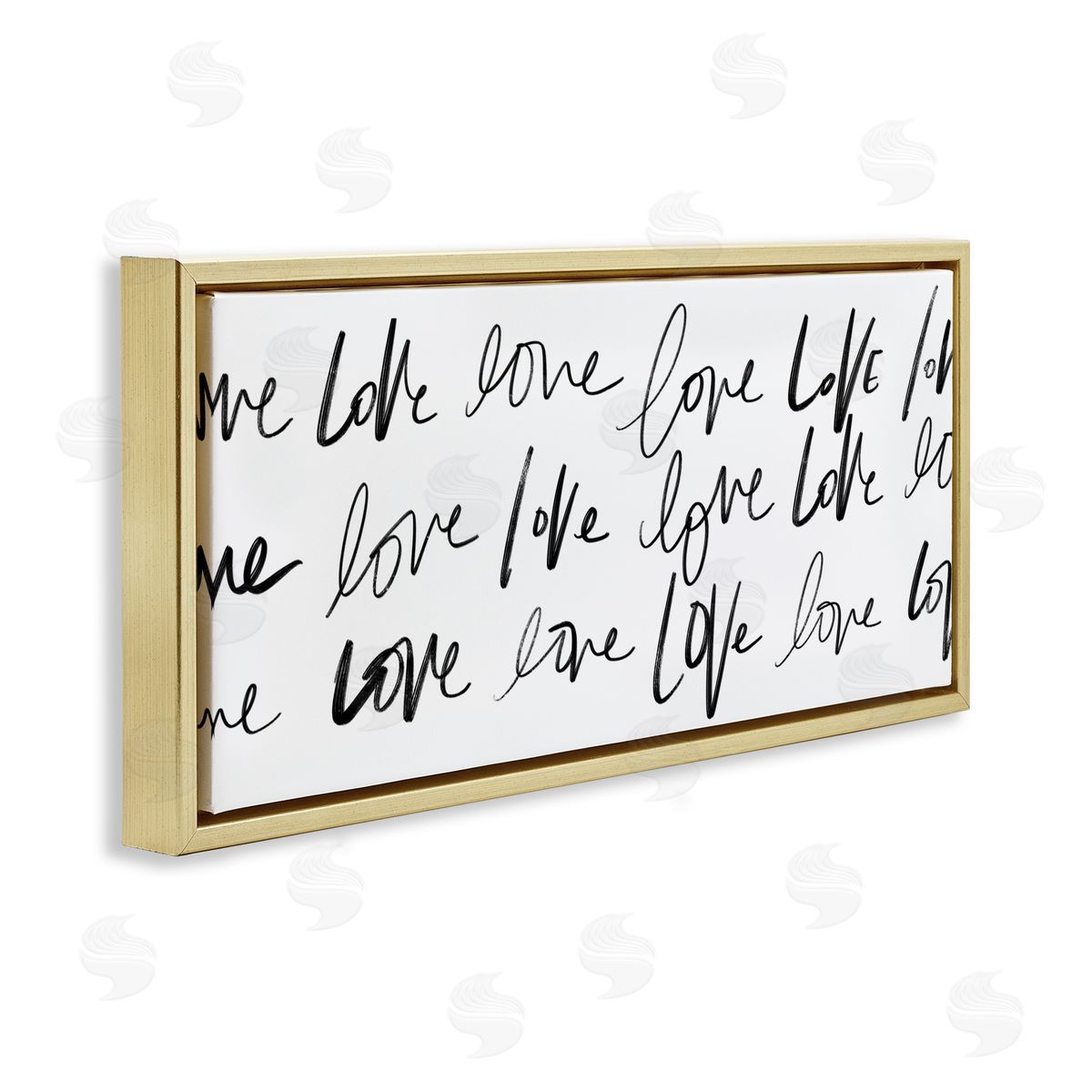 SD Graphics Studio Love You Repeated Text Minimal Script Gold Floater Frame Canvas Art
