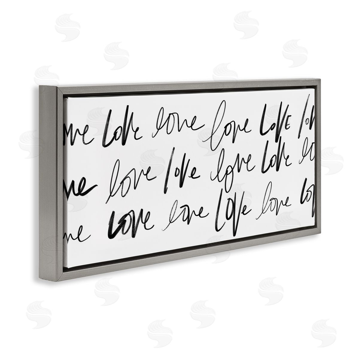 SD Graphics Studio Love You Repeated Text Minimal Script Gray Floater Frame Canvas Art