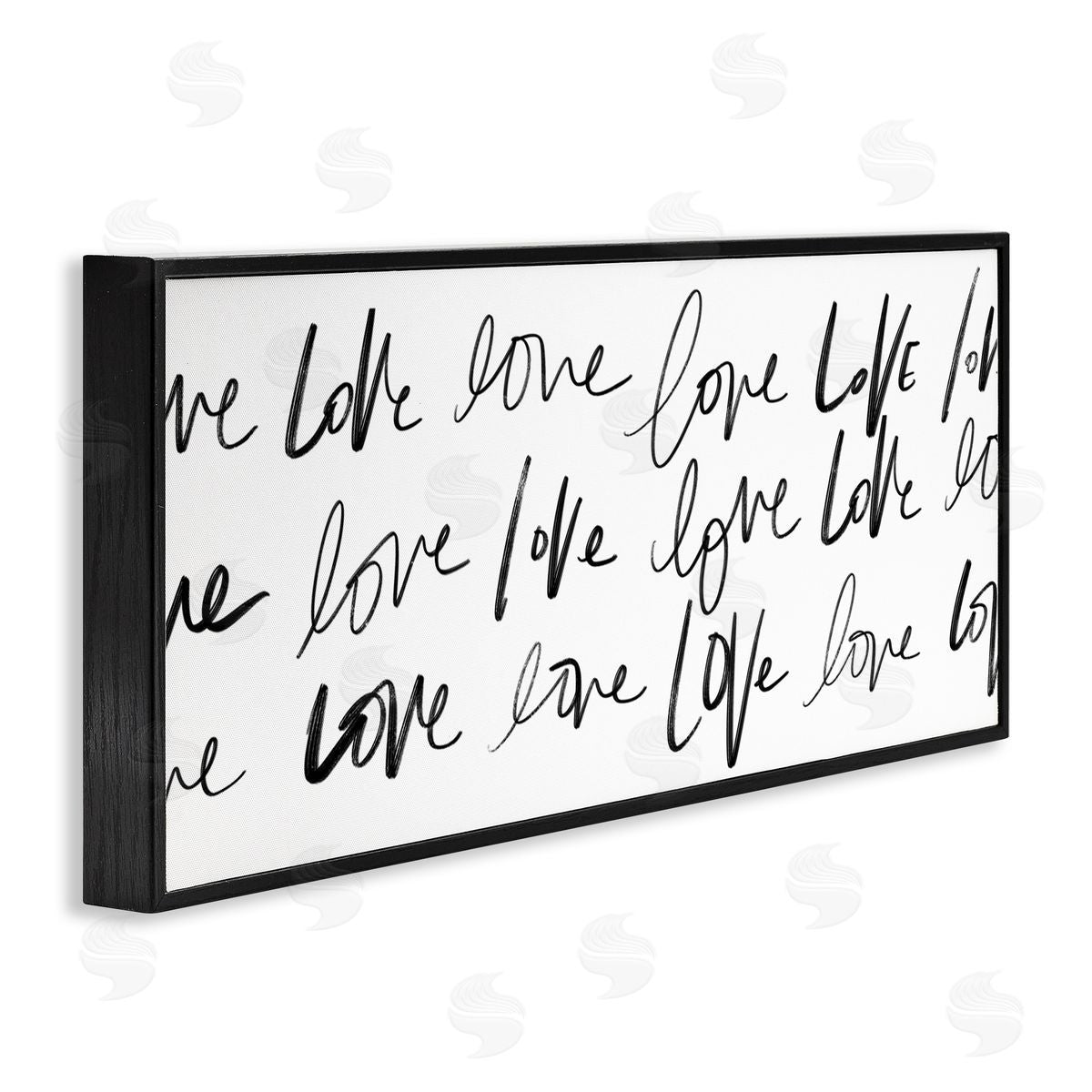 SD Graphics Studio Love You Repeated Text Minimal Script Black Framed Giclee Wall Art