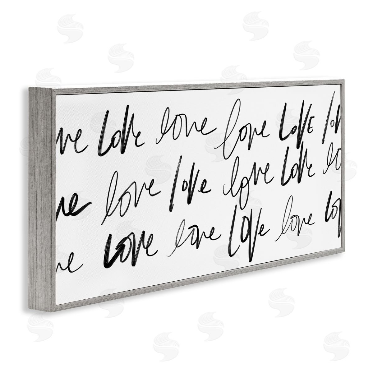 SD Graphics Studio Love You Repeated Text Minimal Script Gray Framed Giclee Wall Art