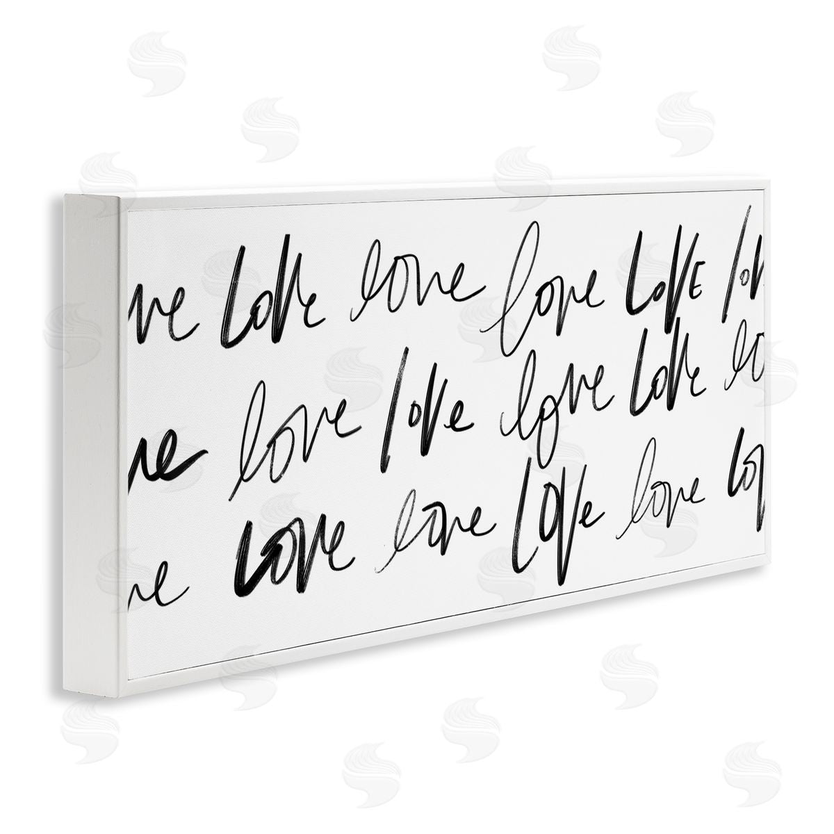 SD Graphics Studio Love You Repeated Text Minimal Script White Framed Giclee Wall Art