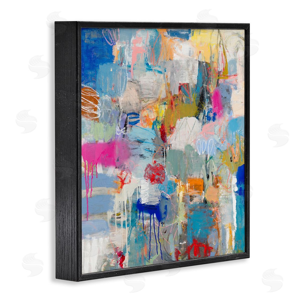 Jeffrey Tover Playful Pop Abstraction Collage Black Framed Giclee Wall Art