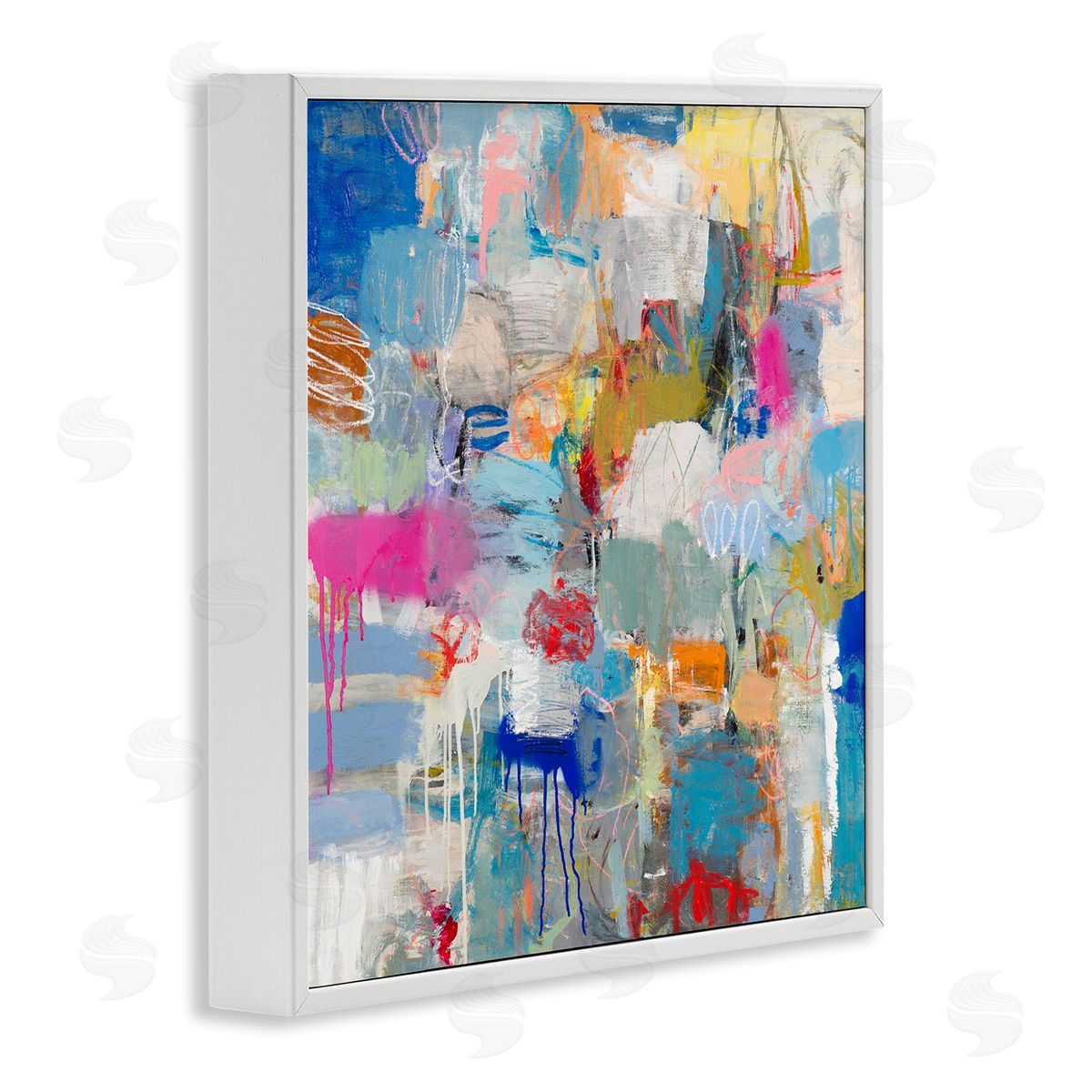Jeffrey Tover Playful Pop Abstraction Collage White Framed Giclee Wall Art