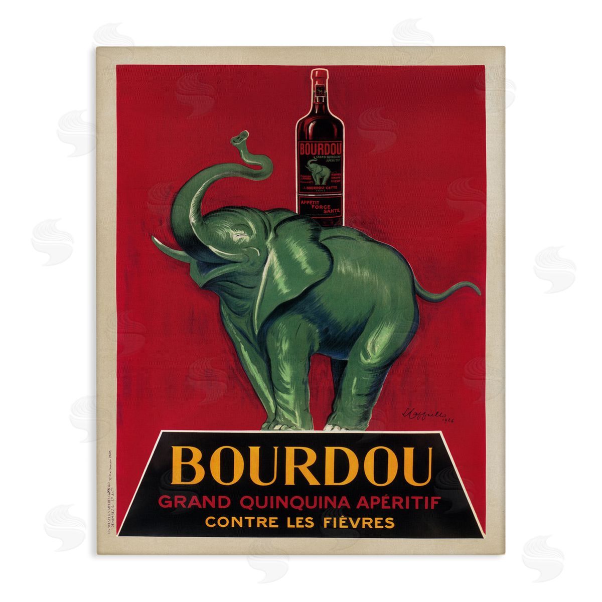 Bourdou Vintage Elephant Advertisement Canvas Wall Art, Home Decor by Leonetto Cappiello