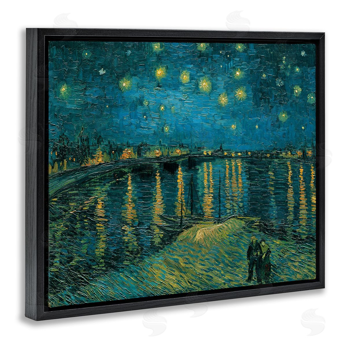 Vincent Van Gogh Classic Starry Night Over Rhone Van Gogh Black Floater Frame Canvas Art