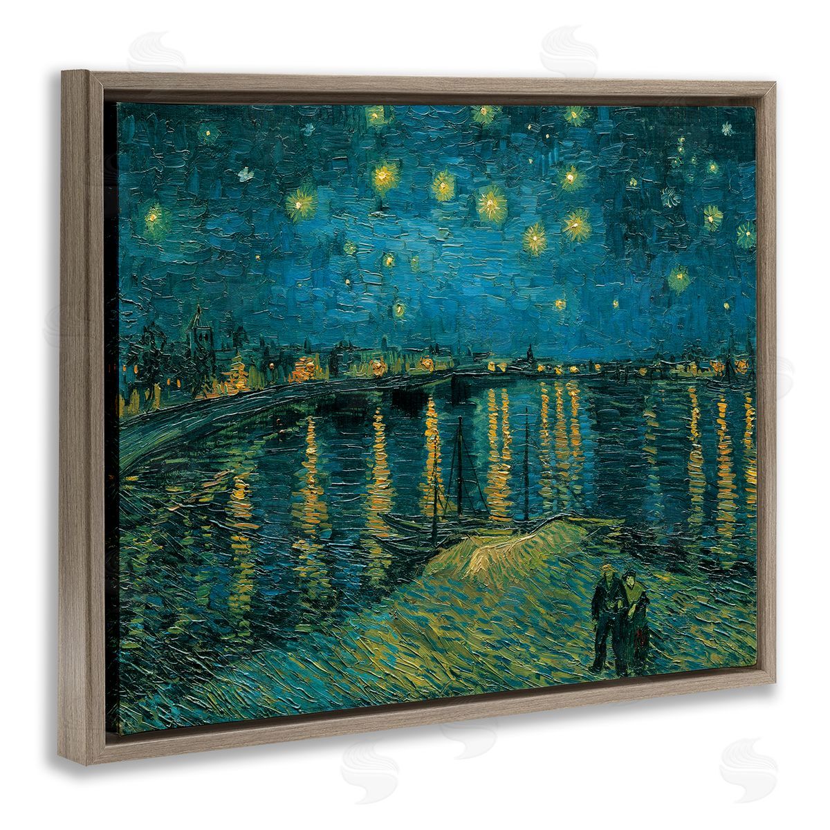 Vincent Van Gogh Classic Starry Night Over Rhone Van Gogh Brown Floater Frame Canvas Art