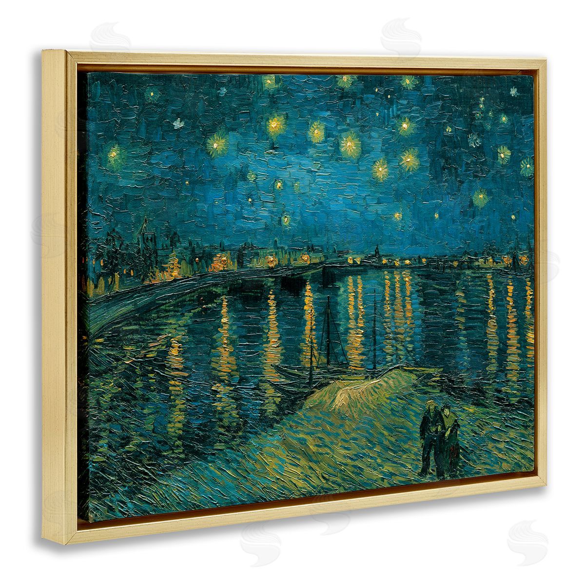 Vincent Van Gogh Classic Starry Night Over Rhone Van Gogh Gold Floater Frame Canvas Art