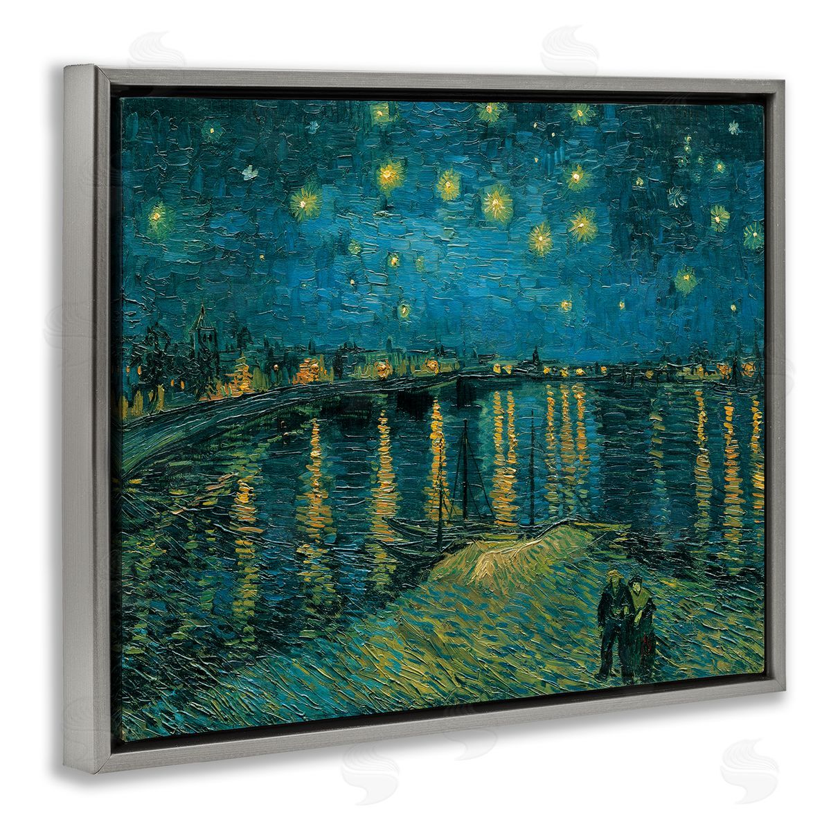 Vincent Van Gogh Classic Starry Night Over Rhone Van Gogh Gray Floater Frame Canvas Art