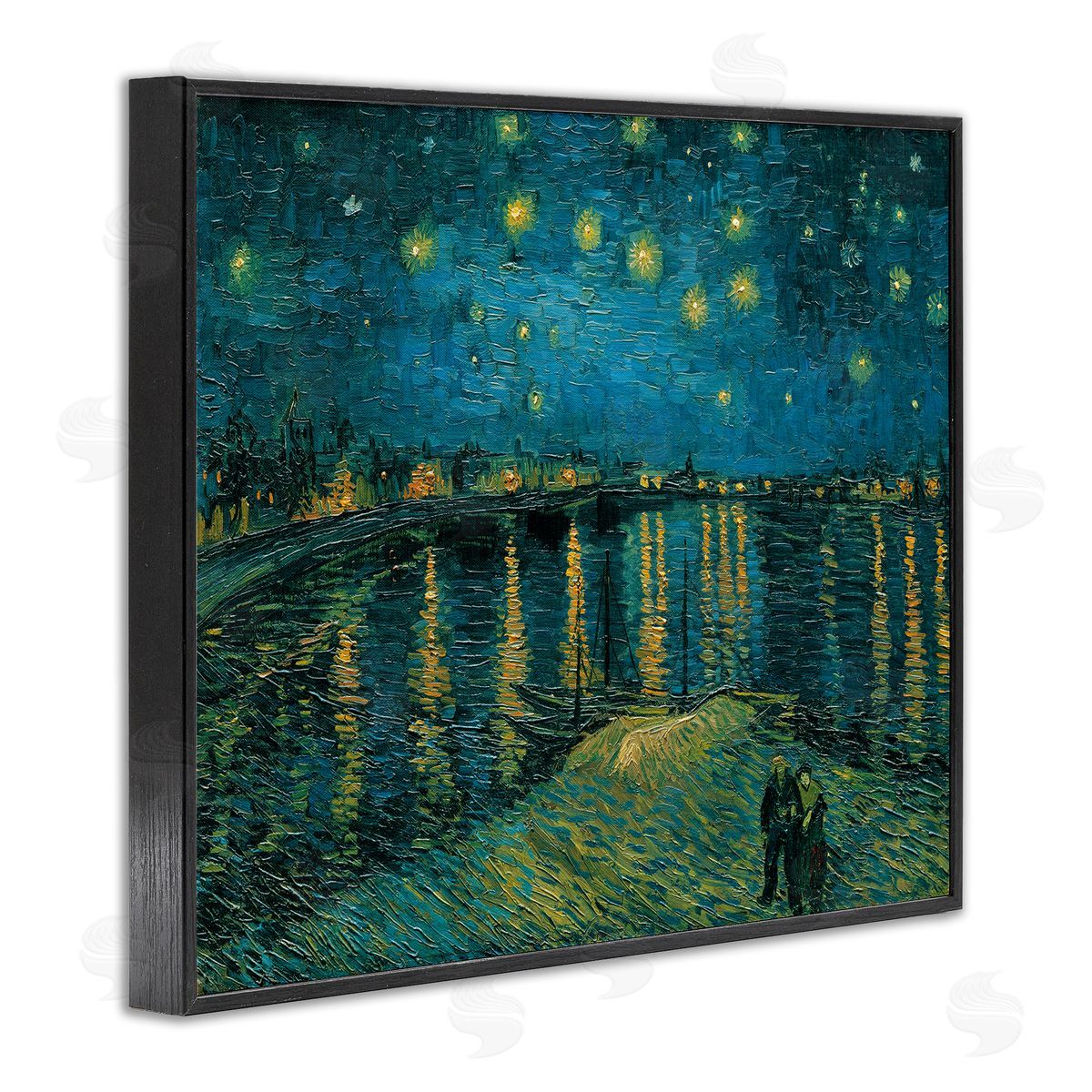 Vincent Van Gogh Classic Starry Night Over Rhone Van Gogh Black Framed Giclee Wall Art