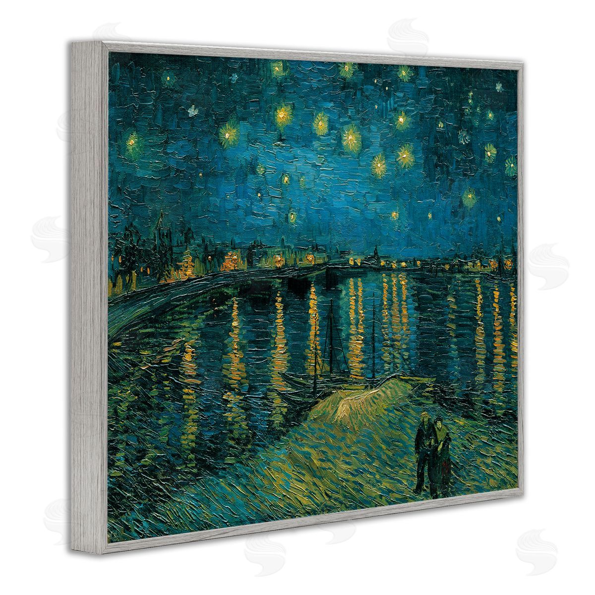 Vincent Van Gogh Classic Starry Night Over Rhone Van Gogh Gray Framed Giclee Wall Art