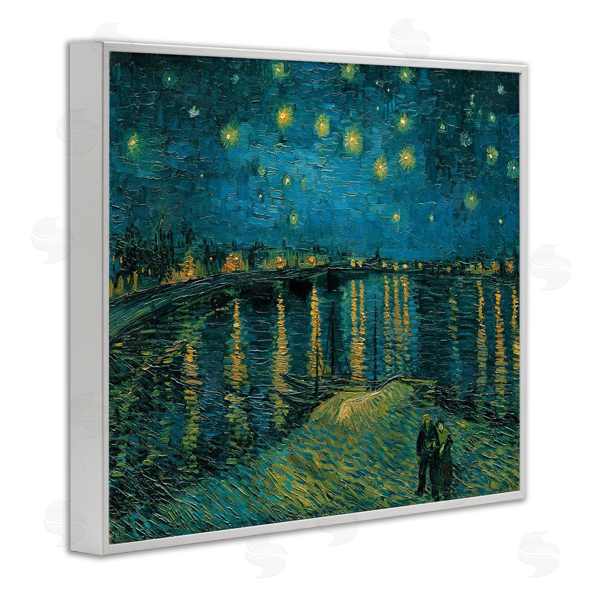 Vincent Van Gogh Classic Starry Night Over Rhone Van Gogh White Framed Giclee Wall Art