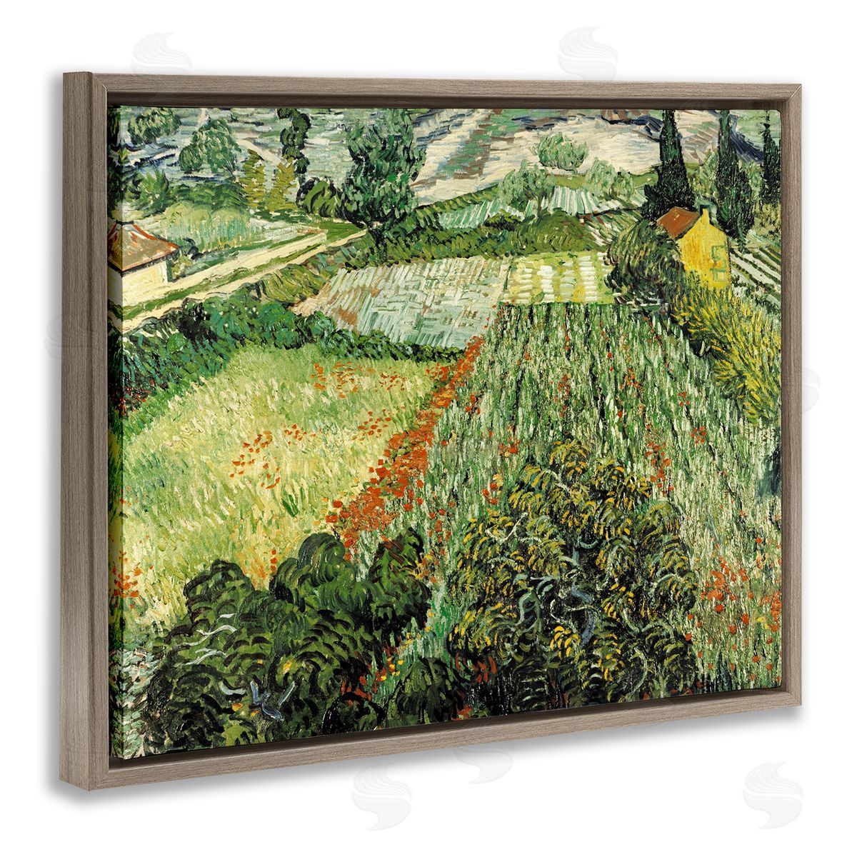 Vincent Van Gogh Classic Van Gogh Feld Mit Mohnblumen Brown Floater Frame Canvas Art