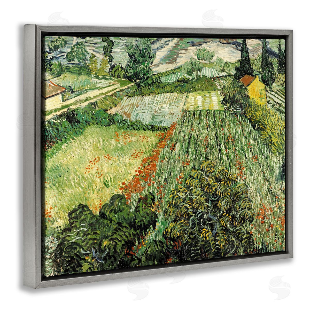 Vincent Van Gogh Classic Van Gogh Feld Mit Mohnblumen Gray Floater Frame Canvas Art