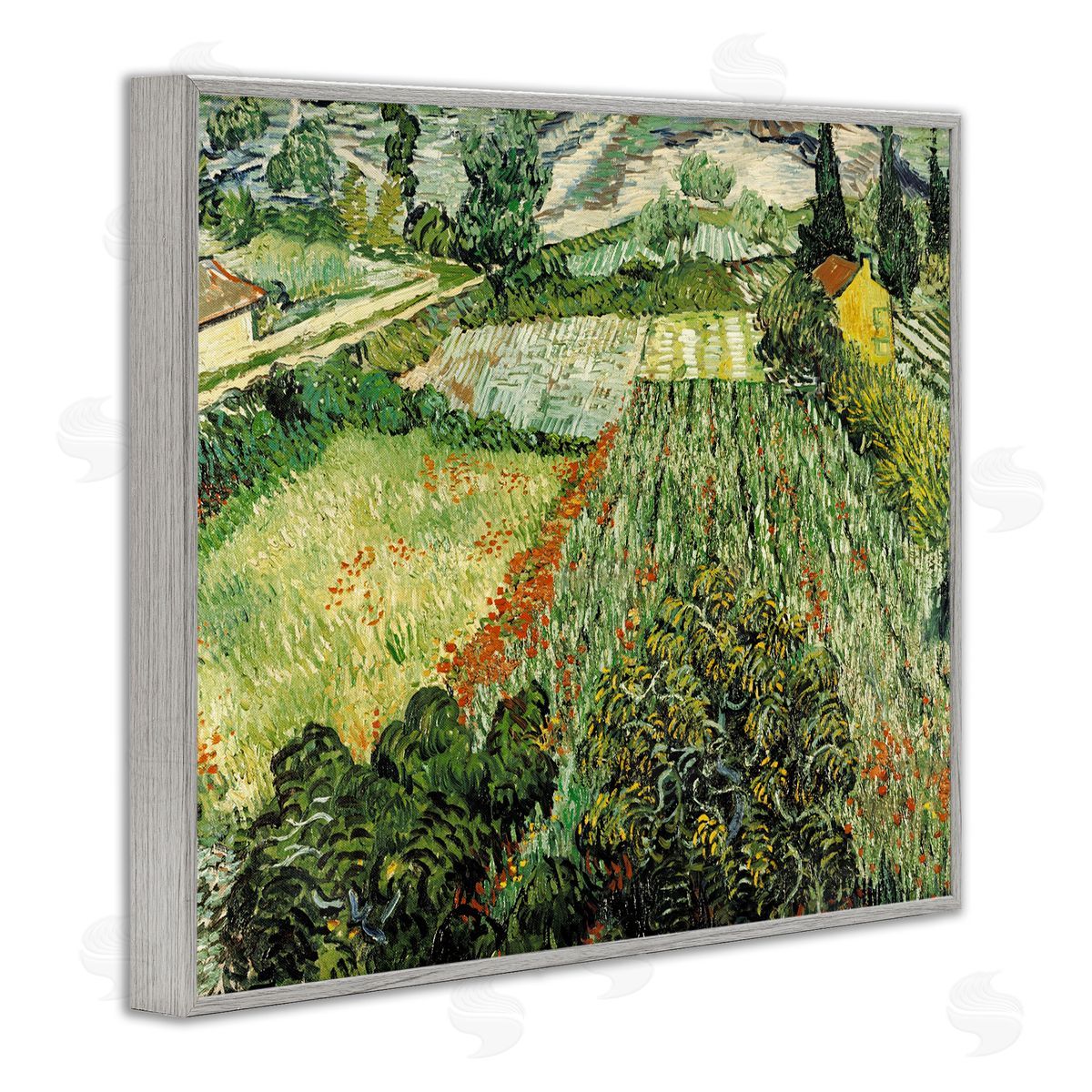 Vincent Van Gogh Classic Van Gogh Feld Mit Mohnblumen Gray Framed Giclee Wall Art