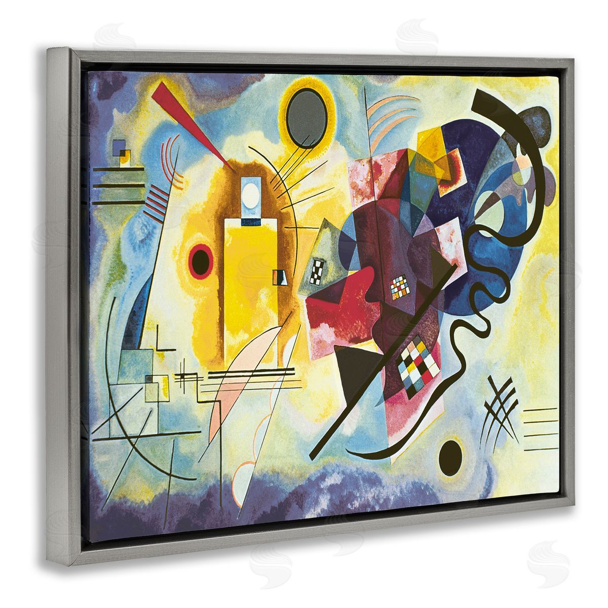 Wassily Kandinsky Classic Kandinsky Abstraction Yellow Red Blue Gray Floater Frame Canvas Art