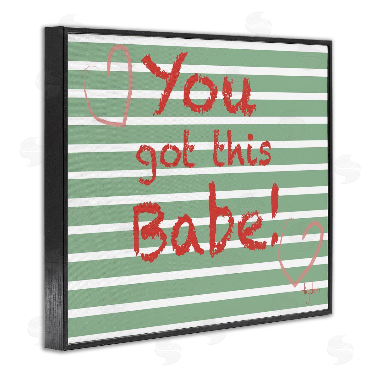 Mark Higden You Got this Babe Green Stripes Black Framed Giclee Wall Art
