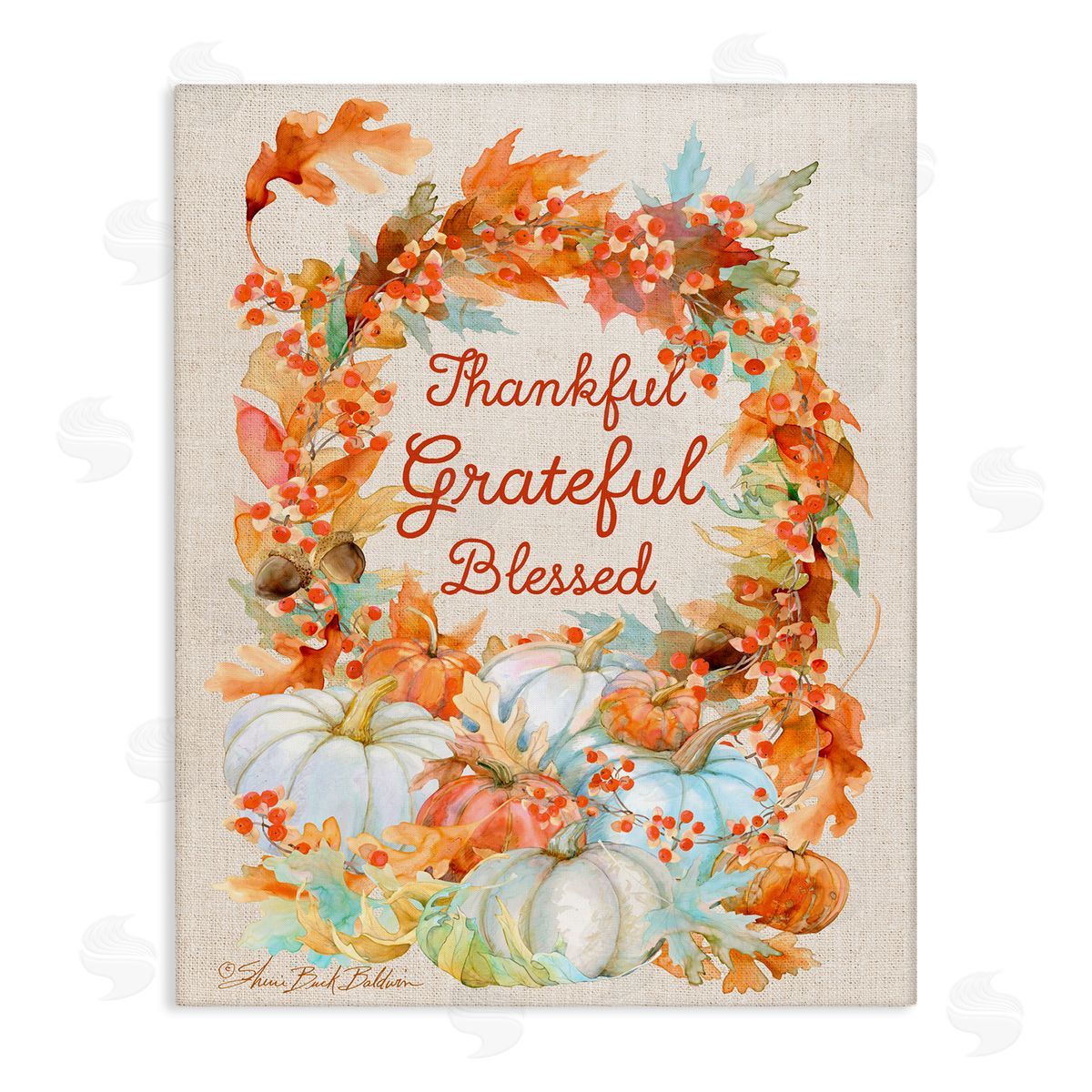 stupell industries Sherri Buck Baldwin | Thankful Grateful Blessed Autumn Harvest