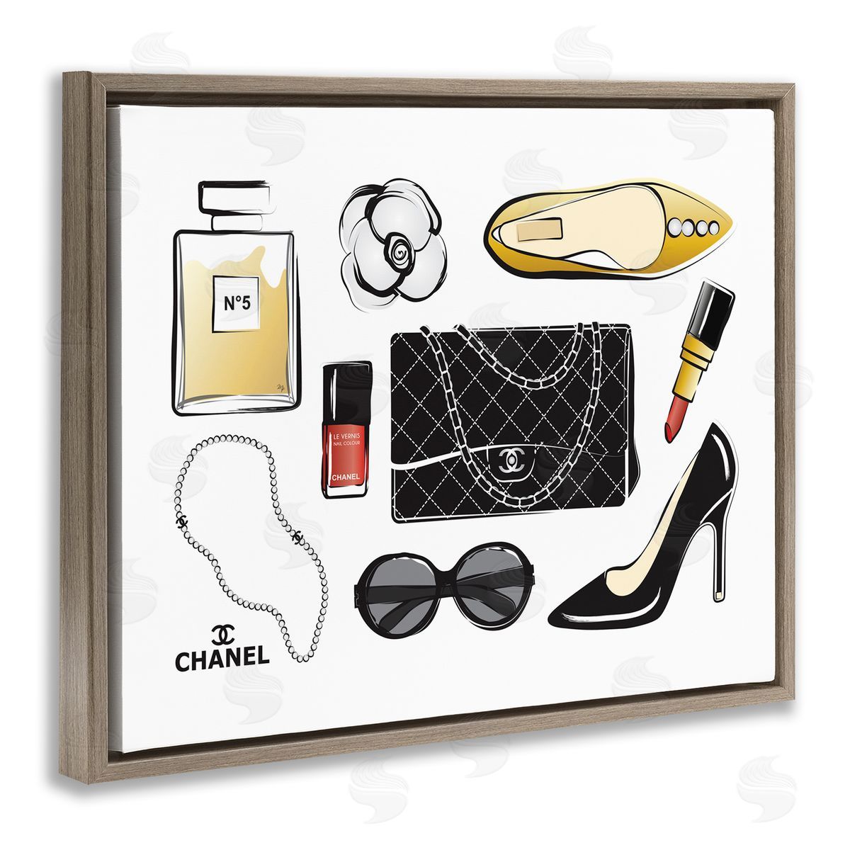 Martina Pavlova Designer Fashion Accessories Glam Brown Floater Frame Canvas Art