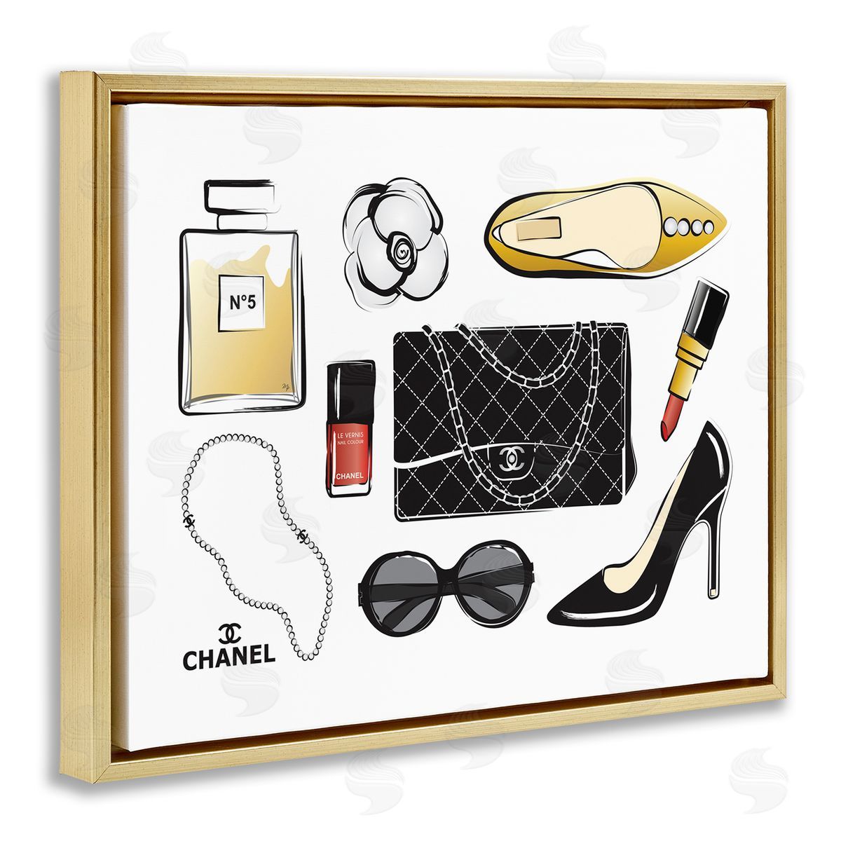 Martina Pavlova Designer Fashion Accessories Glam Gold Floater Frame Canvas Art
