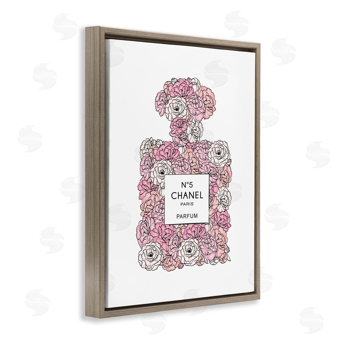 Martina Pavlova Pink Rose Perfume Bottle Fashion Brown Floater Frame Canvas Art