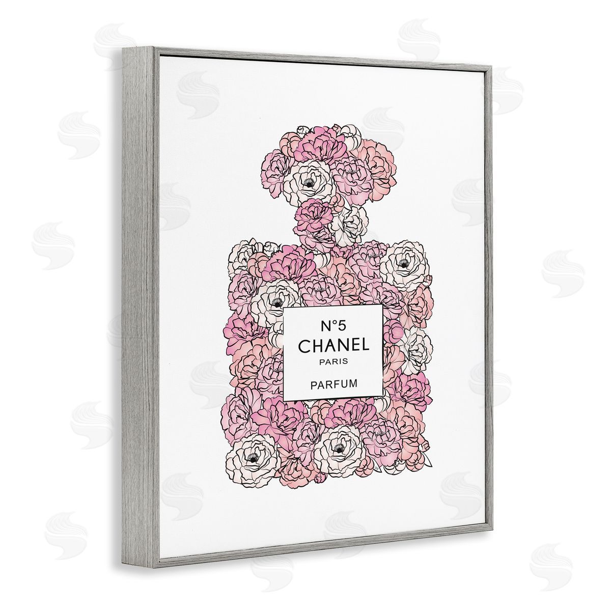 Martina Pavlova Pink Rose Perfume Bottle Fashion Gray Framed Giclee Wall Art