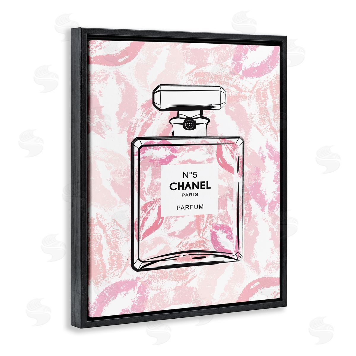 Martina Pavlova Abstract Lipstick Kiss Perfume Bottle Black Floater Frame Canvas Art
