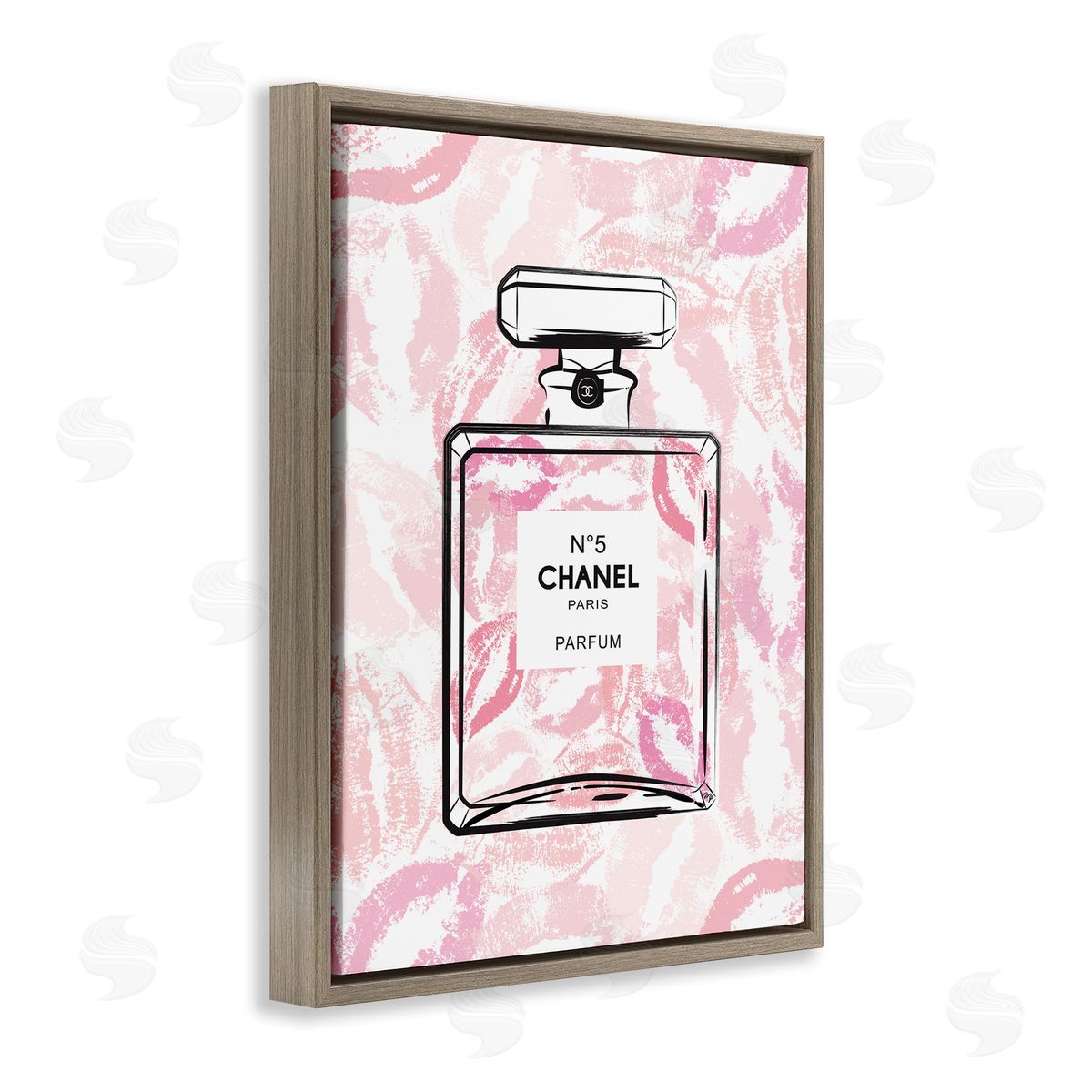 Martina Pavlova Abstract Lipstick Kiss Perfume Bottle Brown Floater Frame Canvas Art