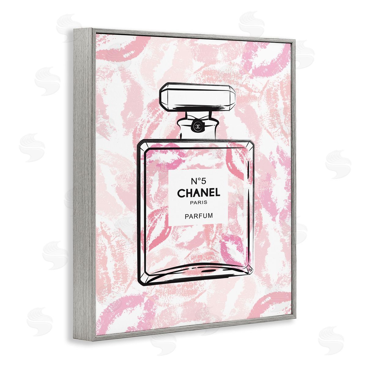 Martina Pavlova Abstract Lipstick Kiss Perfume Bottle Gray Framed Giclee Wall Art