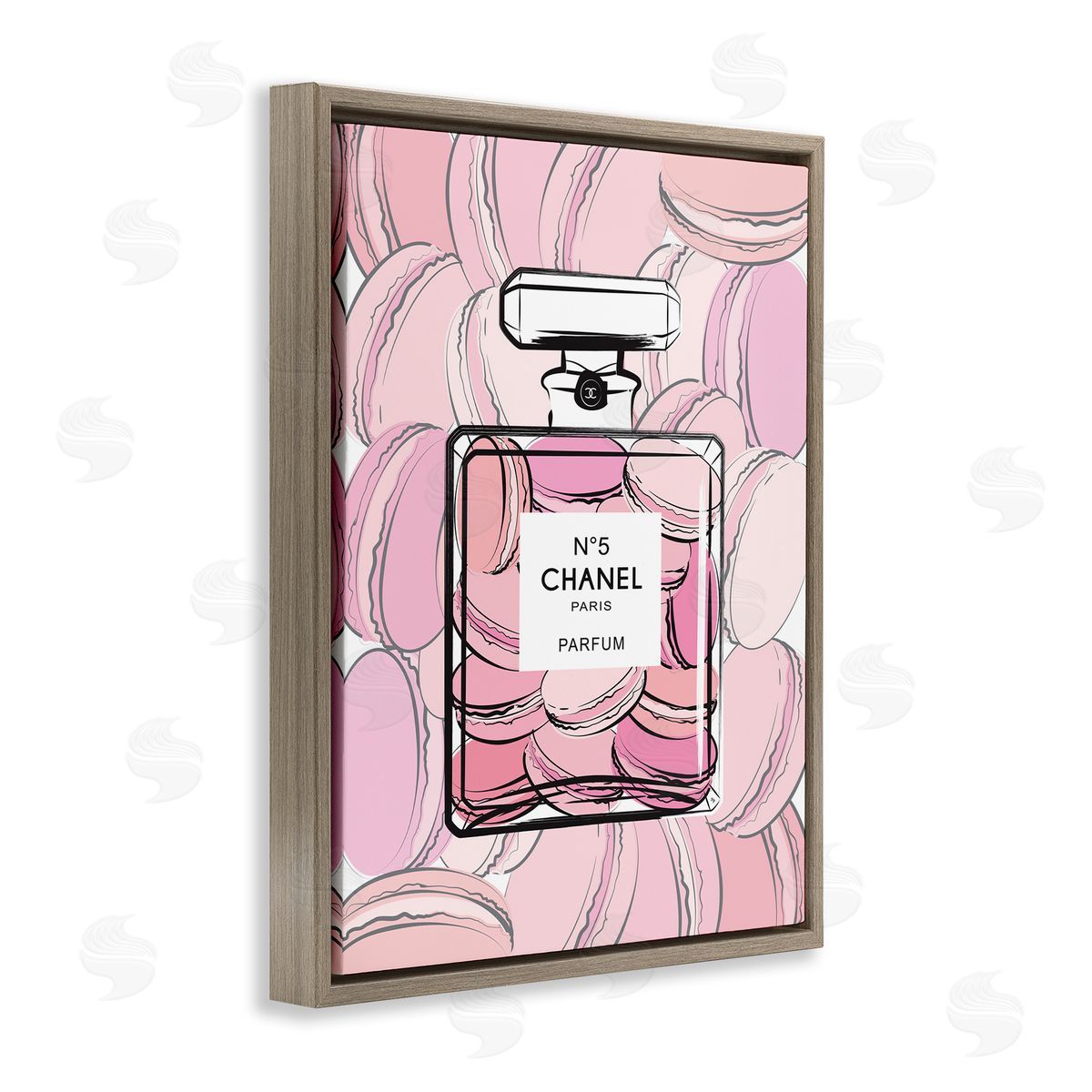 Martina Pavlova Pink Macaron Perfume Fashion Bottle Brown Floater Frame Canvas Art