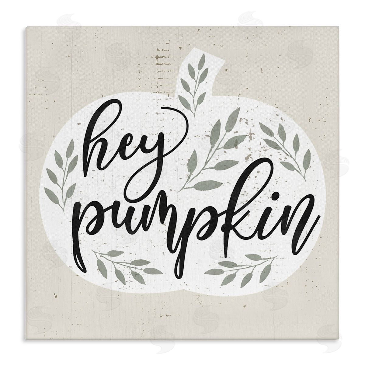 Stupell Studio Hey Pumpkin Green Foliage Canvas Wall Art