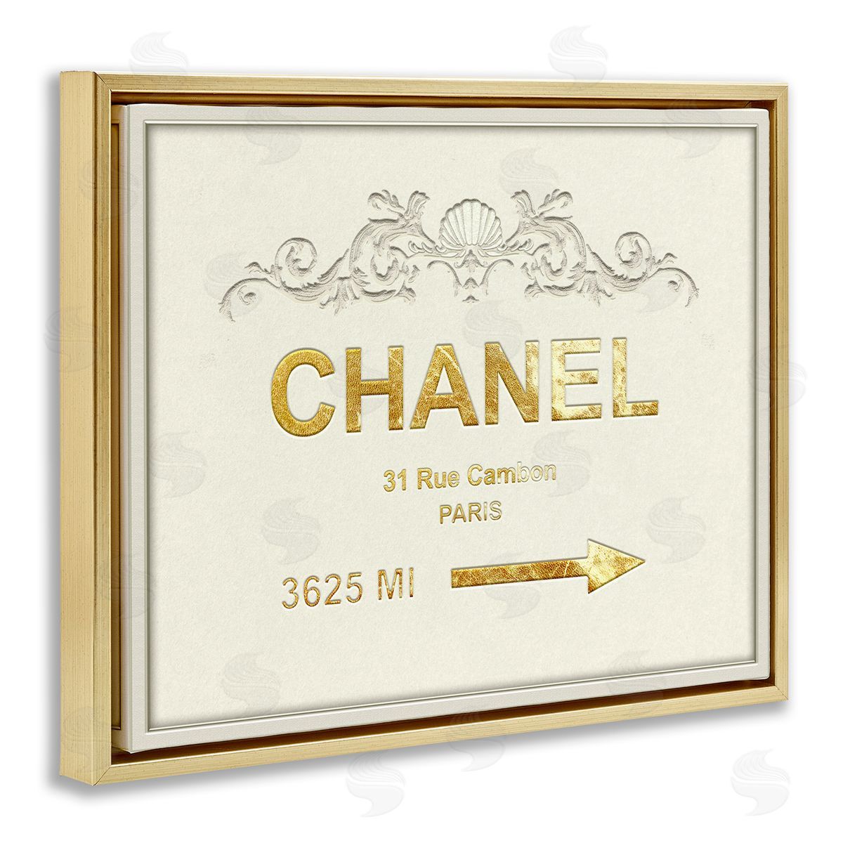 Ziwei Li Parisian Fashion Distance from New York Gold Floater Frame Canvas Art
