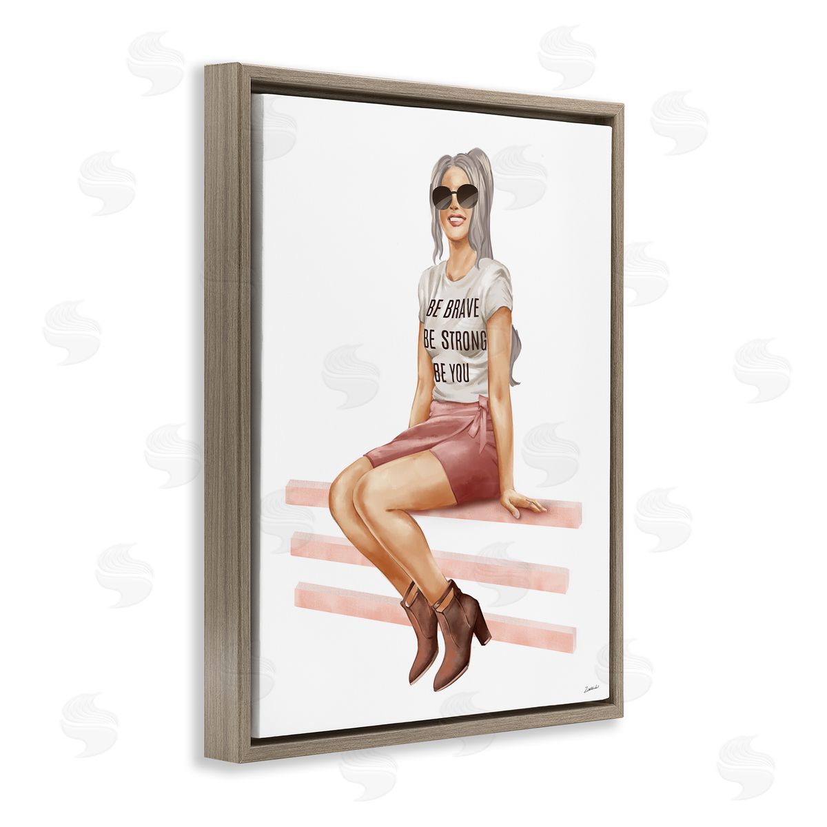 Ziwei Li Be You Inspirational Female Fashionista  Brown Floater Frame Canvas Art