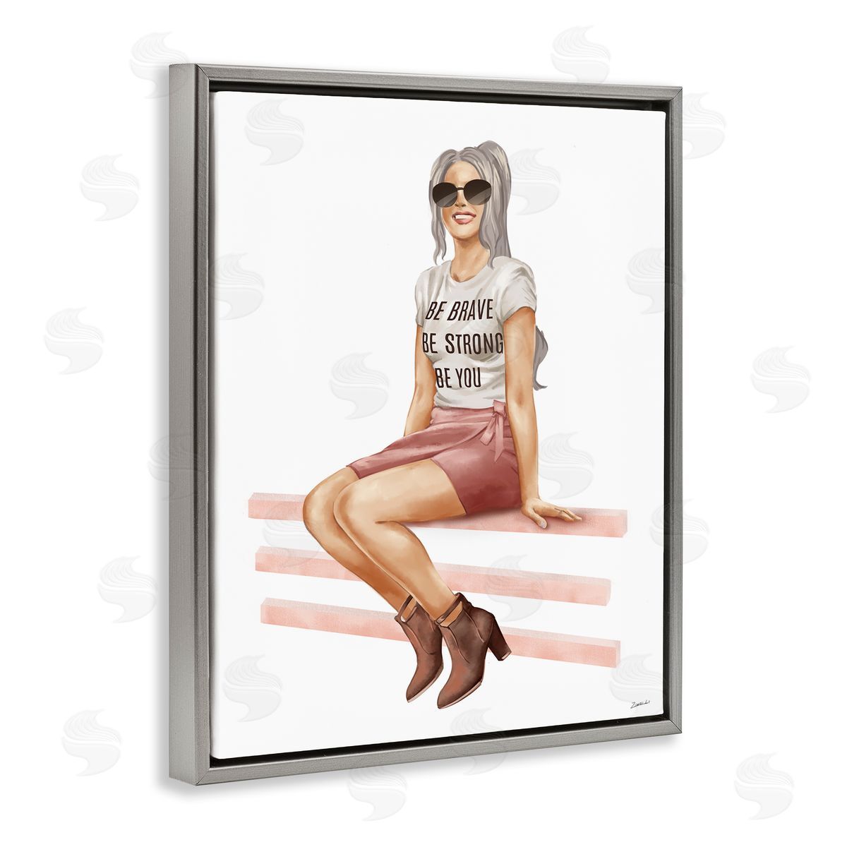 Ziwei Li Be You Inspirational Female Fashionista  Gray Floater Frame Canvas Art
